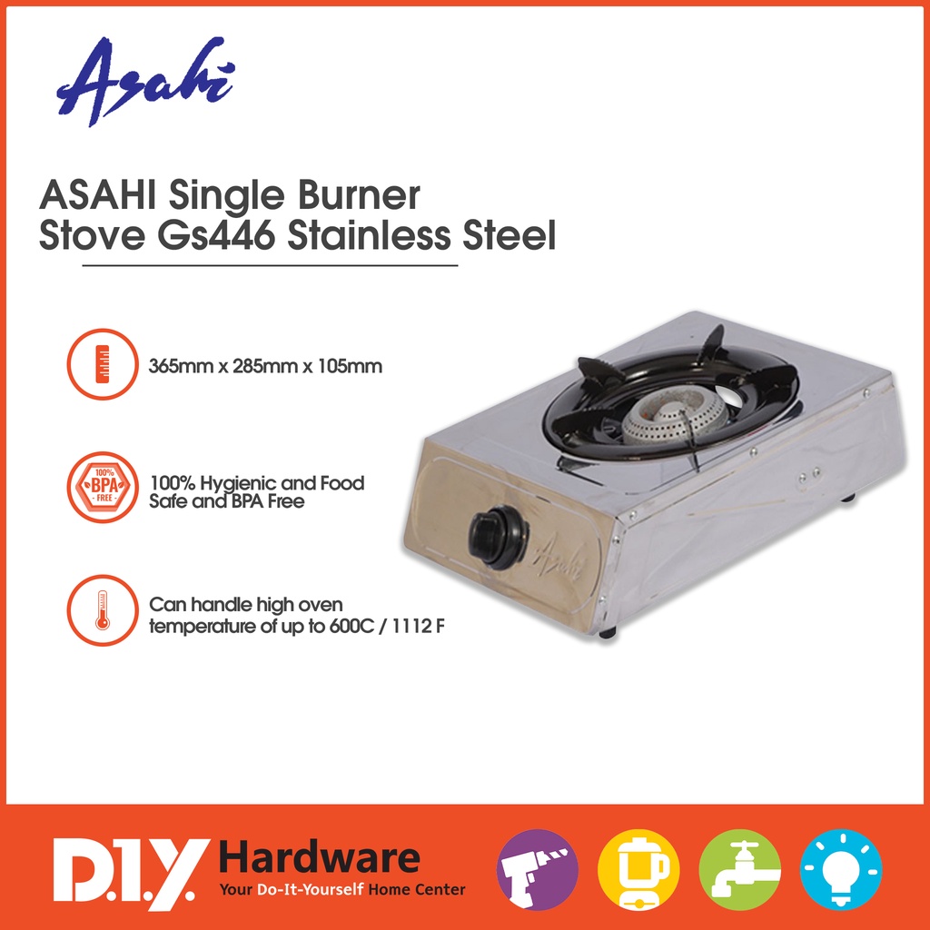 Asahi Single Burner Stove Gs446 Stainless Steel Shopee Philippines