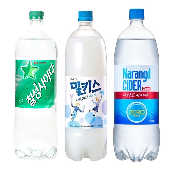 LOTTE CHILSUNG CIDER / MILKIS AND NARANGD CIDER ZERO SUGAR & ZERO KCAL