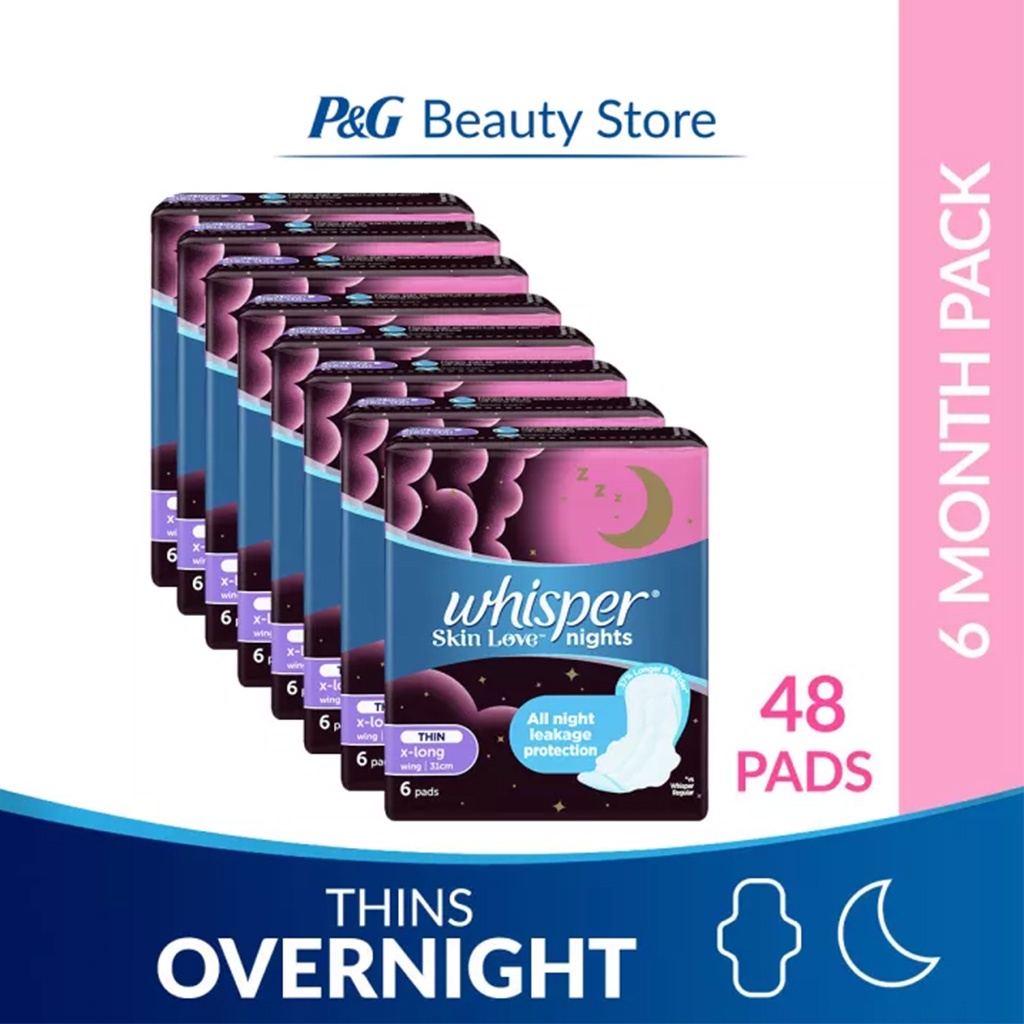 Whisper Skin Love All Night Ultra Slim 6 Pads Sanitary Napkin (31cm