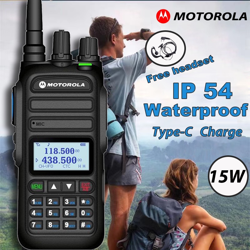 【Free headset】Motorola 370s radio walkie talkie long range 15W 6800MAh