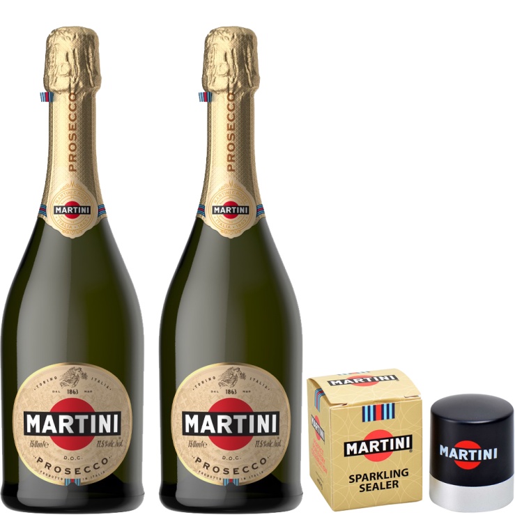 2x Martini Prosecco 750ml with FREE 1pc. Martini Sparkling Wine Sealer ...