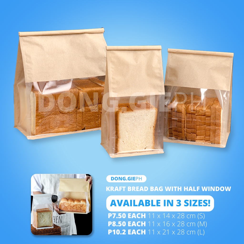 [25 PCS] Half Window Kraft Bread Bag for Pastries, Breads, and Toasts