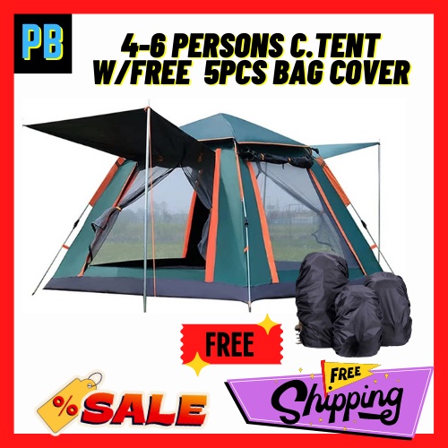 Automatic pop-up square camping tent 4-6 person outdoor tent double ...