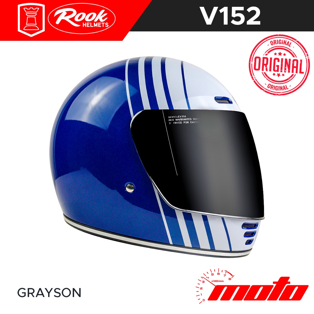 ROOK V152 GRAYSON Single Visor Helmet with Free clear lens | Shopee ...
