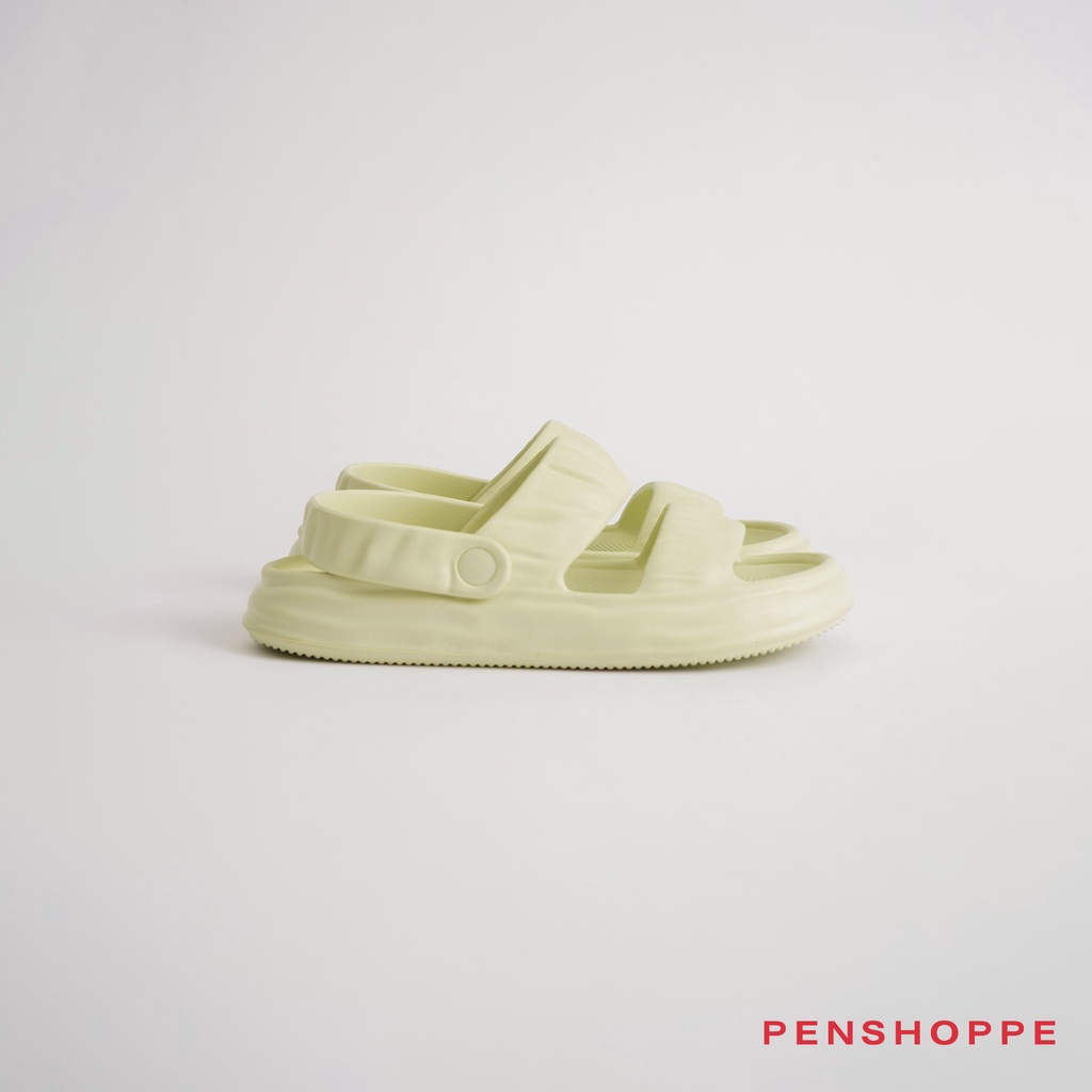 All Rubber Two Band Strap With Closure Sandals For Women (Lime Green/Off White