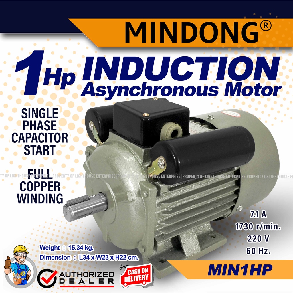 MINDONG Single Phase Induction Motor/Electric Motor Copper Winding (1HP