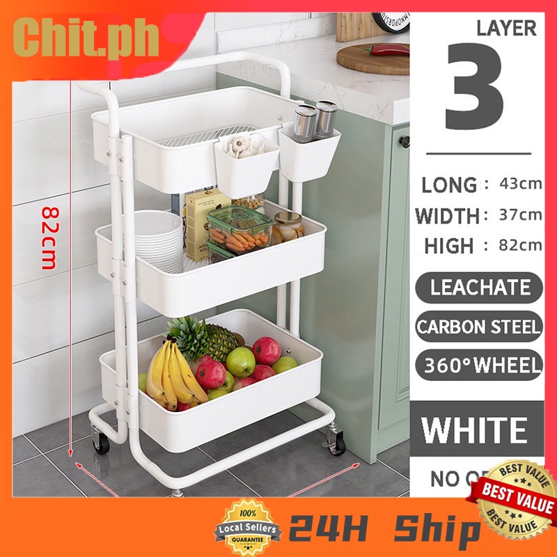 CHIT 3 Tier Kitchen Trolley Storage Rack Roller Removable Storage Rack ...