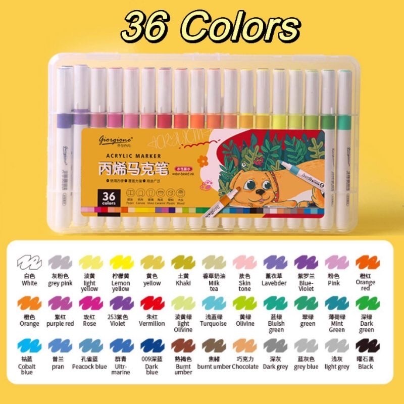 Giorgione Acrylic Marker (Round Handle) [12/24/36/48 Colors] | Shopee ...