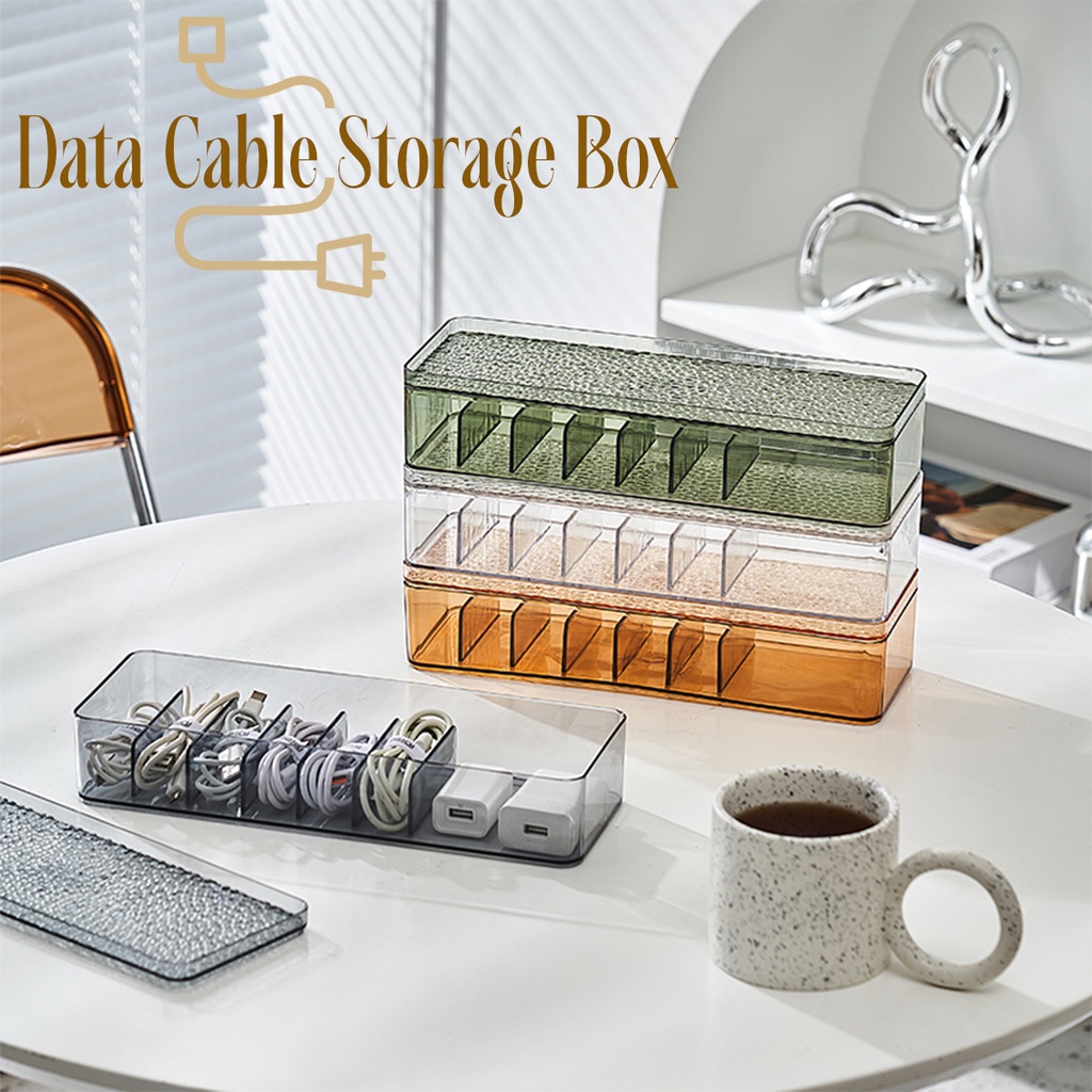 LOCAUPIN Data Cable Cord Organizer Box with Compartment Charger USB