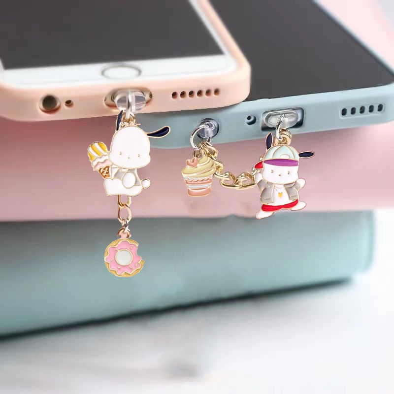 metal cute anime cute sanrio pochacco anti dust plug for mobile phone ...