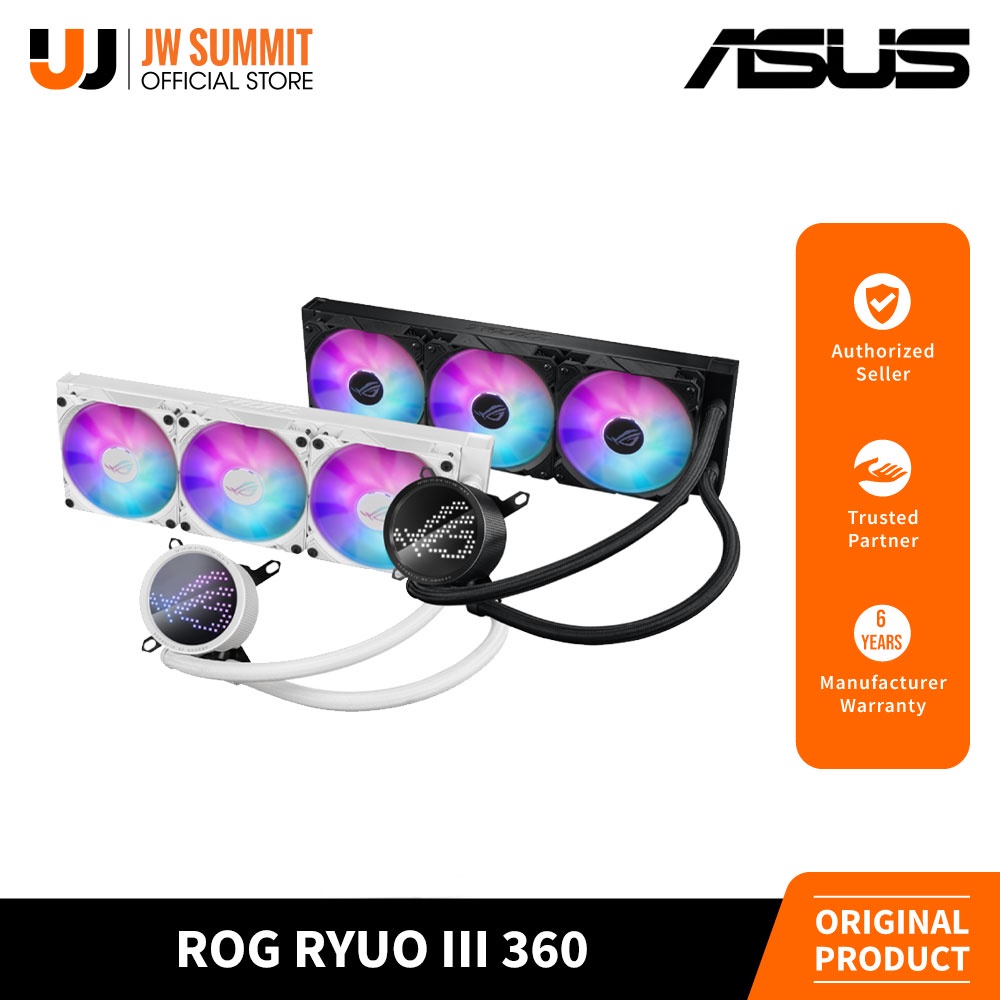 Asus ROG RYUO III 360 ARGB Black/White AIO Liquid CPU Cooler w/ Asetek ...