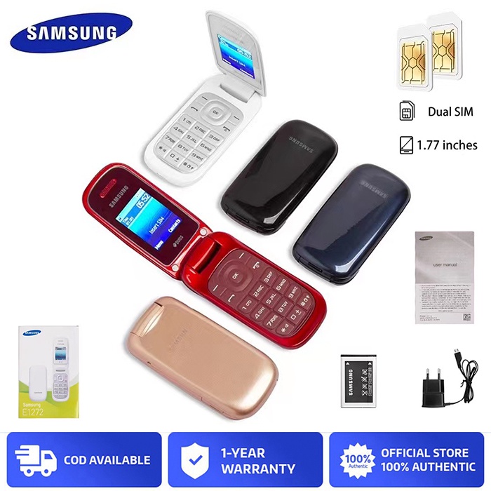 Samsung E1272 Dual SIM Flip Phone Keypad cellphone Original GSM 2G Four