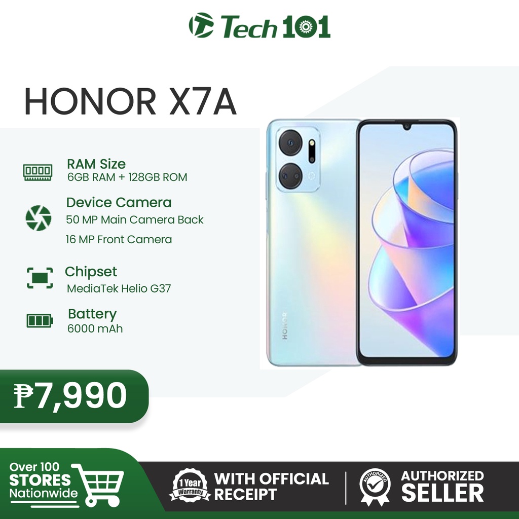 Smartphone Honor X7A 6.74 128GB/6GB Cámara 50MP+5MP+2MP+2MP/8MP Mediatek