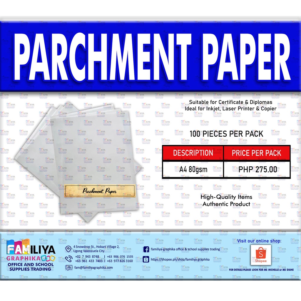 PARCHMENTPAPERA4SIZE Shopee Philippines