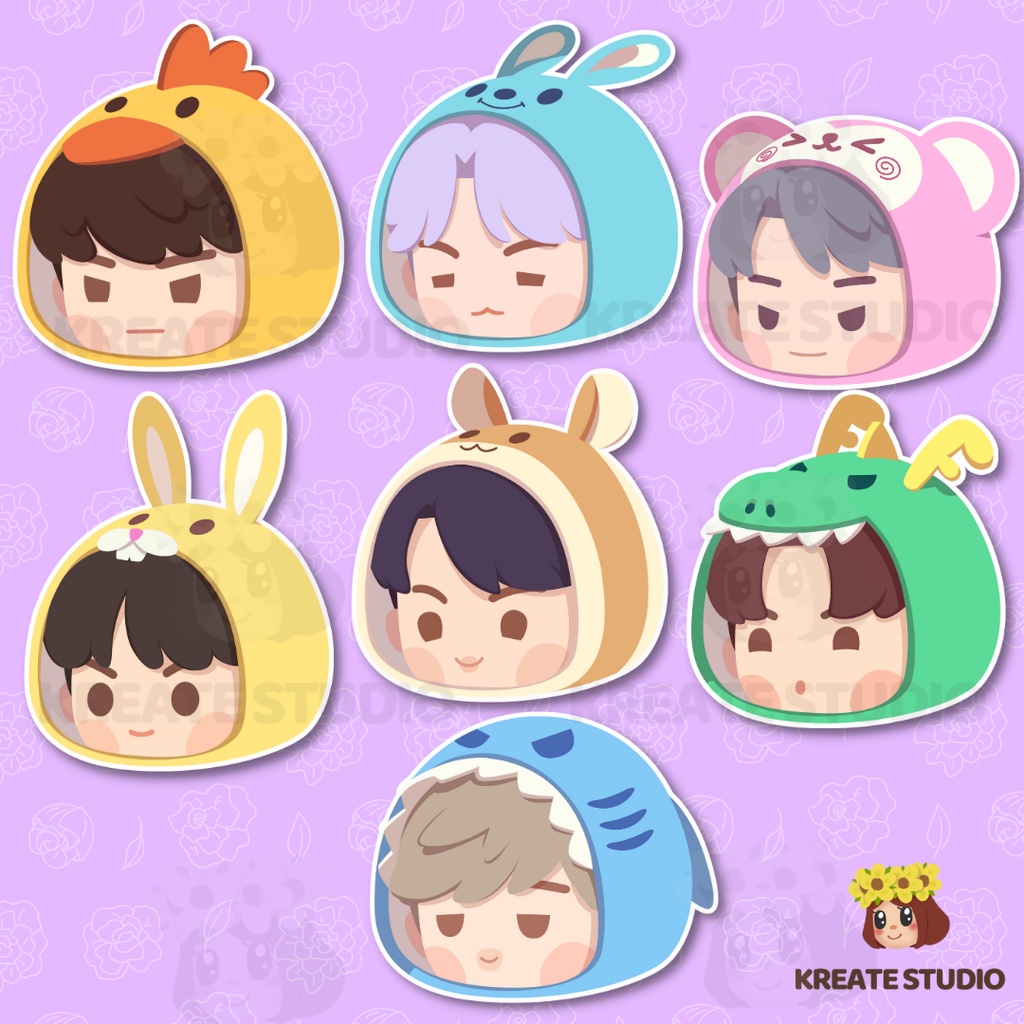 BTS ANIMAL COSTUME BUBBLE HEAD (IN THE SEOM) - Waterproof Vinyl Sticker ...