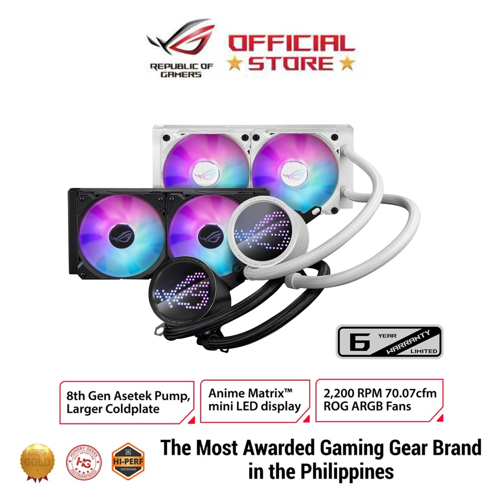 Asus ROG RYUO III 240 ARGB Black/White AIO liquid CPU Cooler w/ Asetek ...