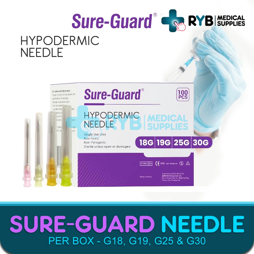 SureGuard Hypodermic Needle (G18, G19, G25 & G30) Sold per box of