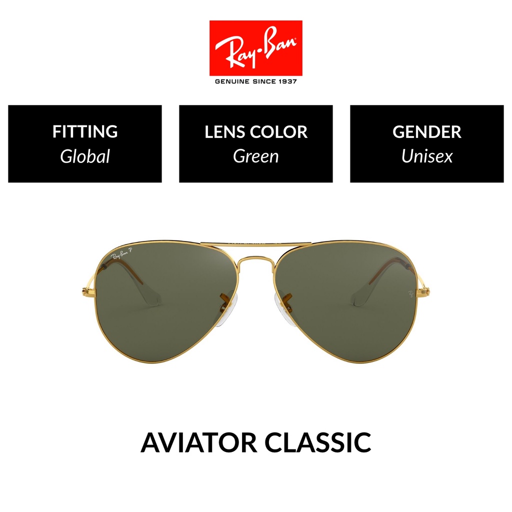 Ray-Ban - Aviator Large Metal - Gold/Polarized Green - 58,RB3025