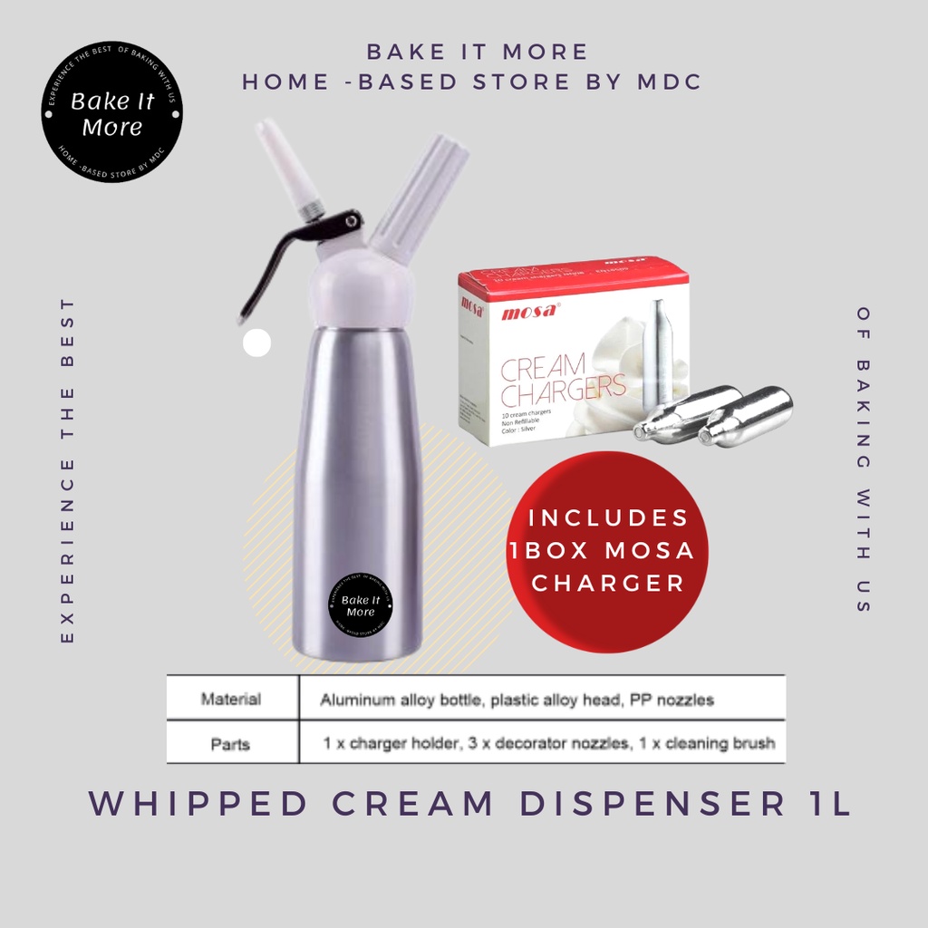 Whipped Cream Dispenser 500ml + 1box Mosa Charger Shopee Philippines