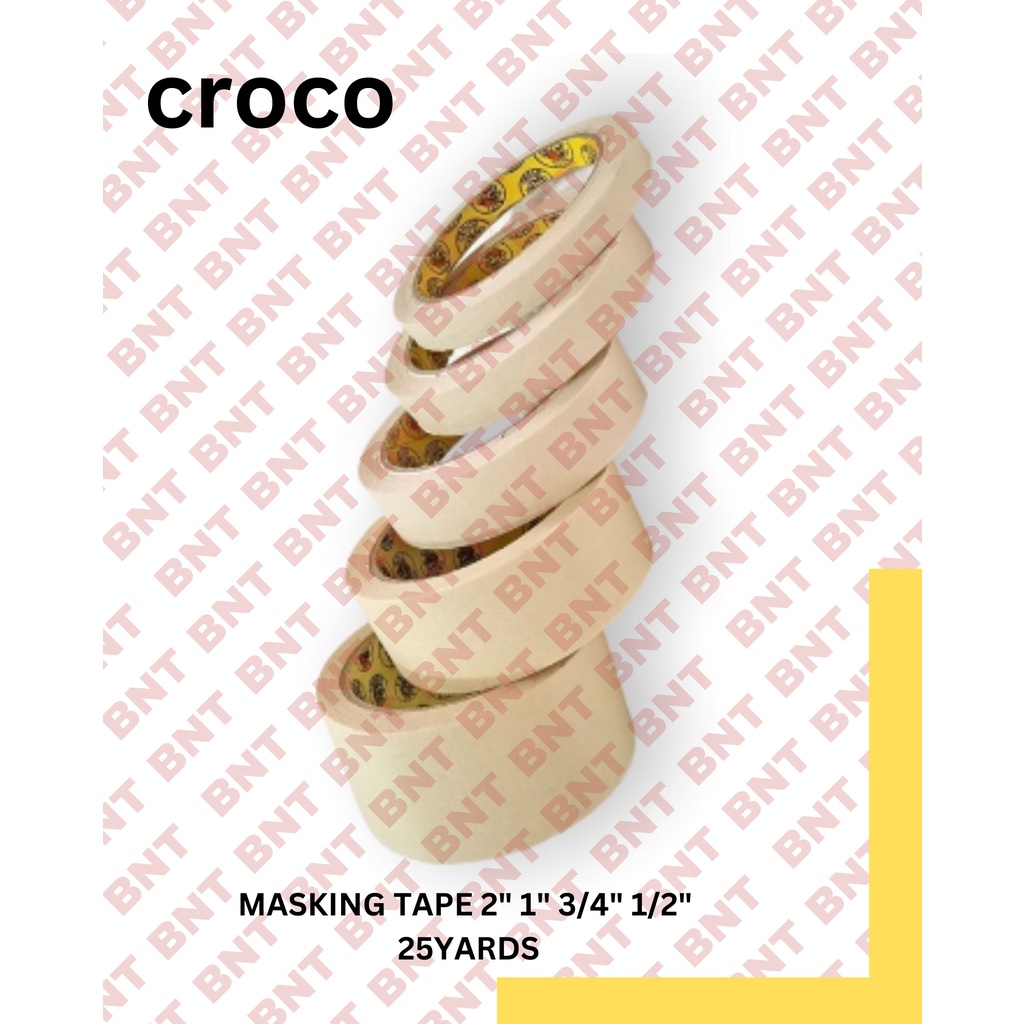 CROCODILE MASKING TAPE 2" 1" 3/4" 1/2" 25YARDS SOLD PER ROLL Shopee