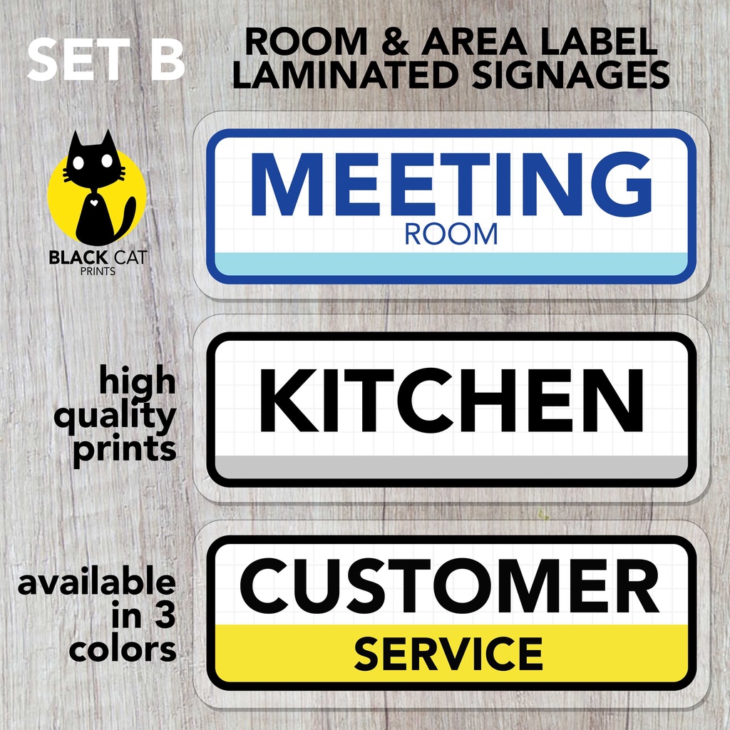 Room And Area Name Signages SET B / Laminated Signages / Sign Board ...