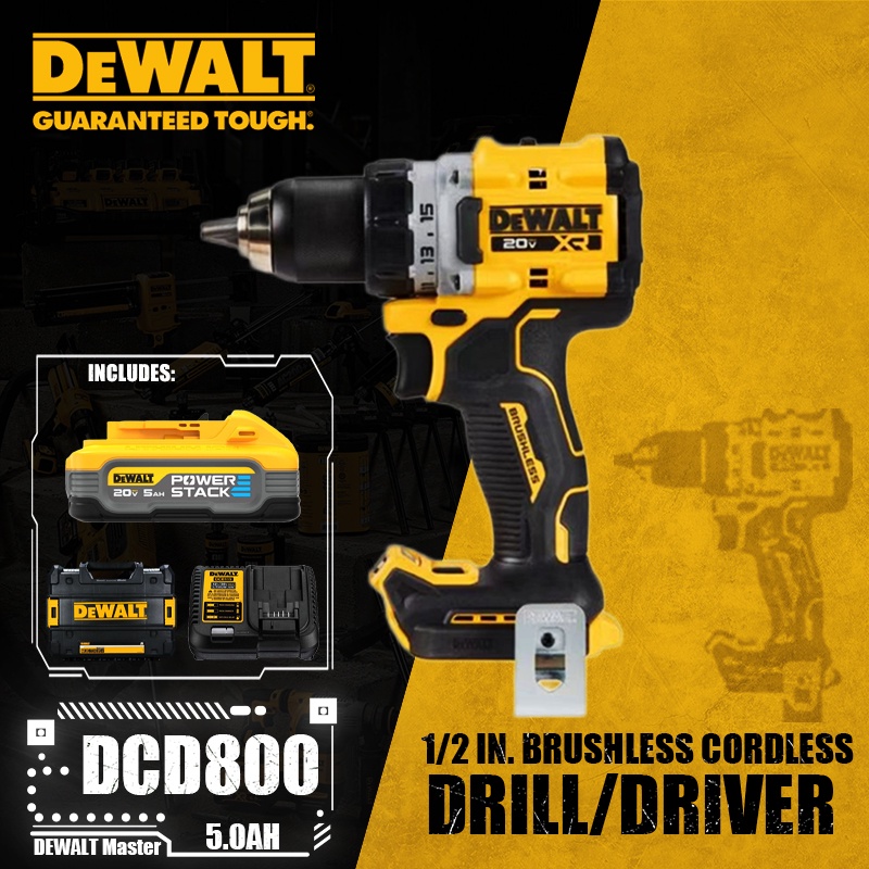 DEWALT DCD800 1/2 in. Brushless Cordless Drill Driver 20V Lithium Power ...