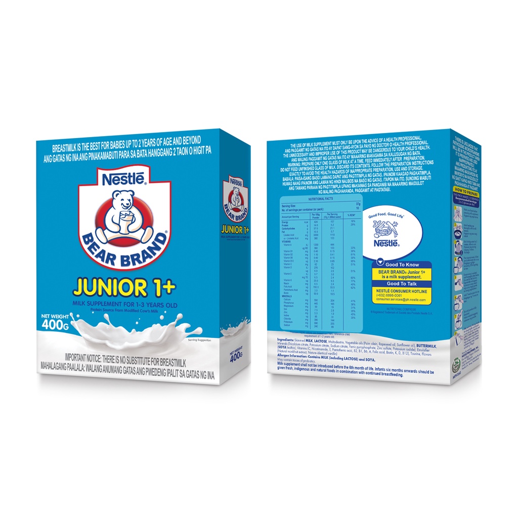 Bear Brand Jr Milk Supplement For Children 13 Years Old 400g Shopee