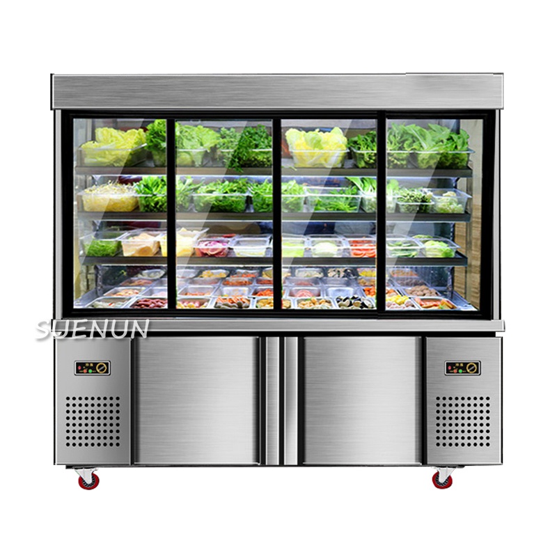 Malatang display cabinet commercial glass refrigerator fresh keeping ...