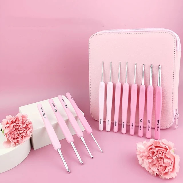 Cute Pink crochet hook set with leather case (8pcs) Shopee Philippines