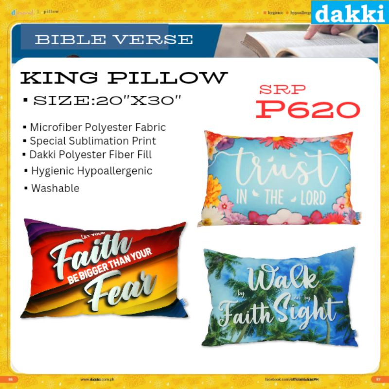 DAKKI BIBLE VERSE King Size Pillow 20"x30" with sublimation print (Reg