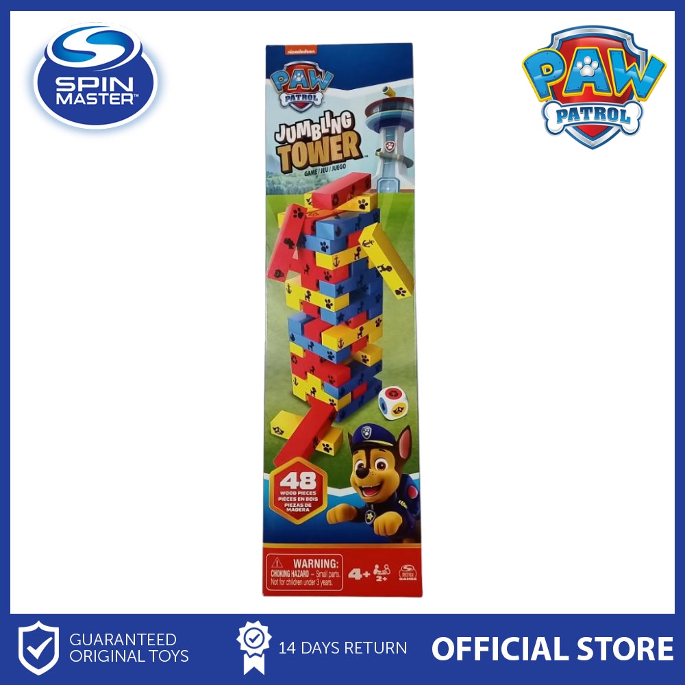 Paw Patrol Jumbling Tower 48 Wood Pieces Children Stacking Blocks Game ...