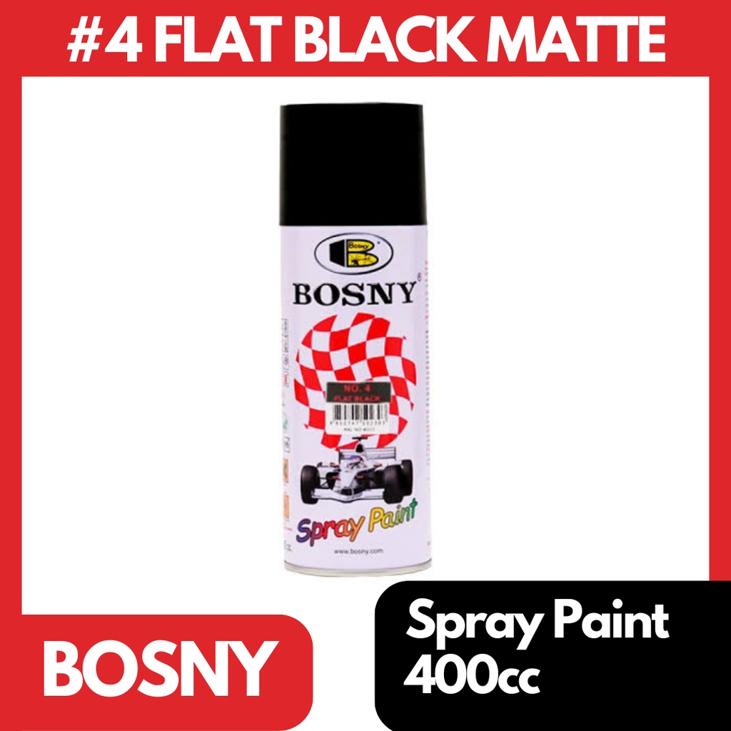 Bosny 4 Flat Black Matte Original Acrylic Spray Paint 400cc Shopee