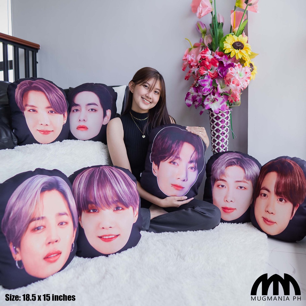 BTS Face Pillow Mugmania Bigger Size Pillow Head (15x18.5 inches