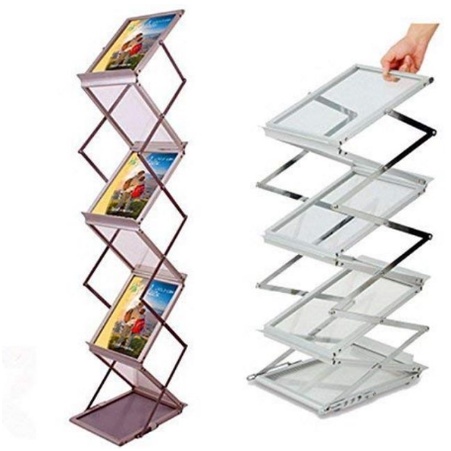 A4 Aluminum Foldable Magazine Brochure Book Manual Stand Rack | Shopee ...