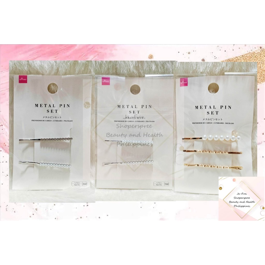JAPAN DAISO METAL PIN SET PEARL HAIR PIN SET HAIR ACCESSORIES (GOLD