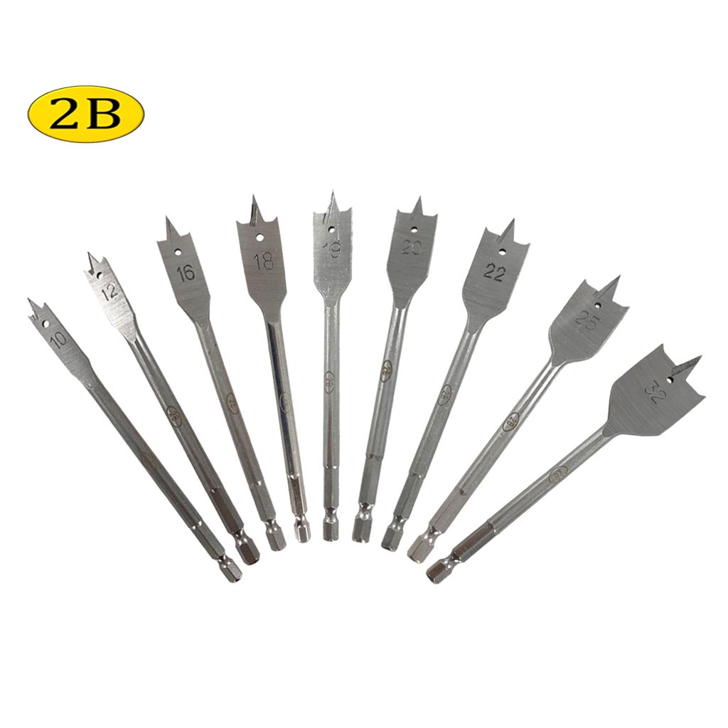 2B Flat Wood 10mm32mm Bit Spade Drill Bit Woodworking Spade Bits Carbon Steel Flat Paddle FWB