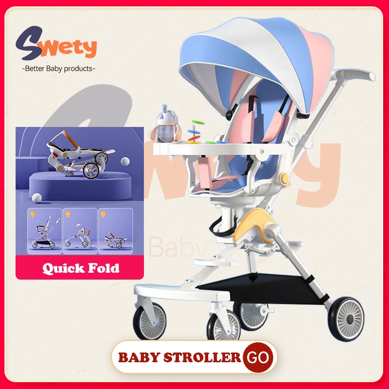Swety Baby Stroller 360 Rotating Portable Lightweight Kid TwoWay Magic
