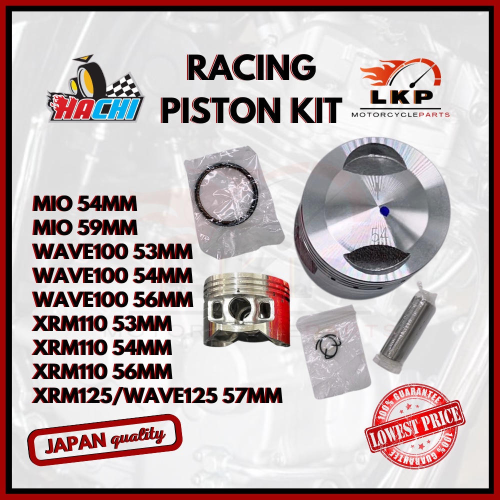 HACHI RACING PISTON KIT XRM110 53MM/54MM/56MM / WAVE100 53MM/54MM/56MM