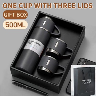 500ML vacuum flask gift set a cup of three lids