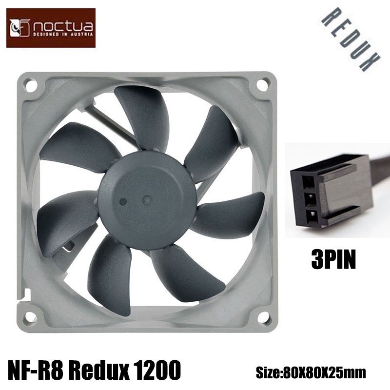 Noctua NF-R8 Redux-1200/1800/1800PWM 80mmx80mmx25mm 1200RPM Low Noise ...