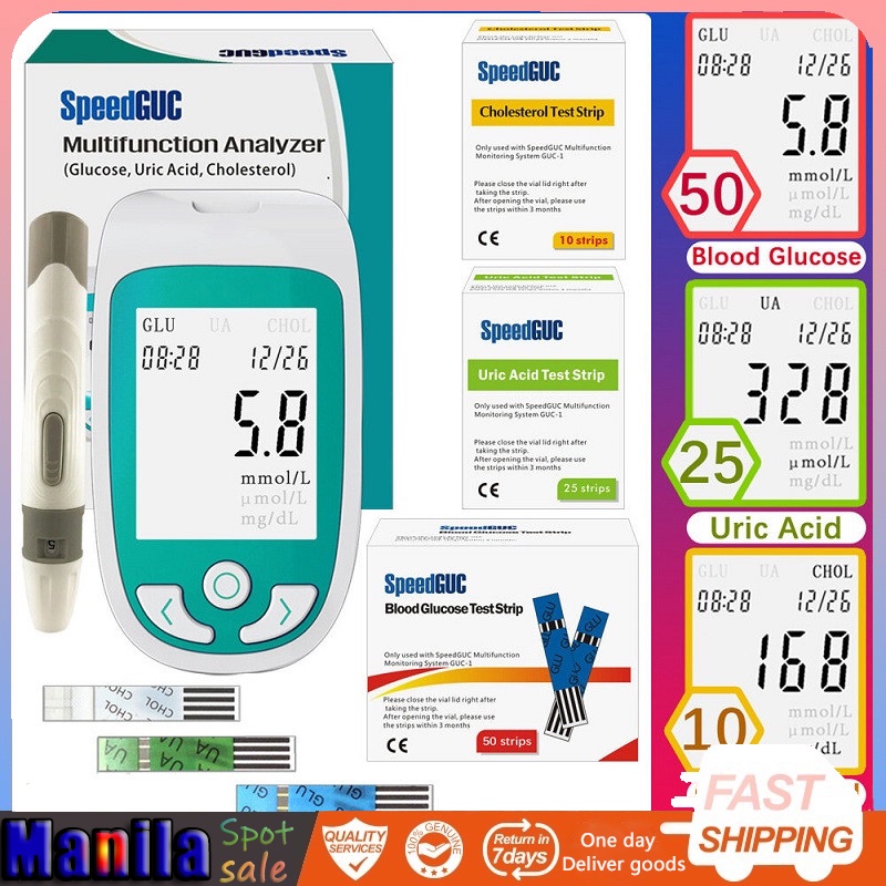 Household Multi function Cholesterol Uric acid Blood glucose meter with