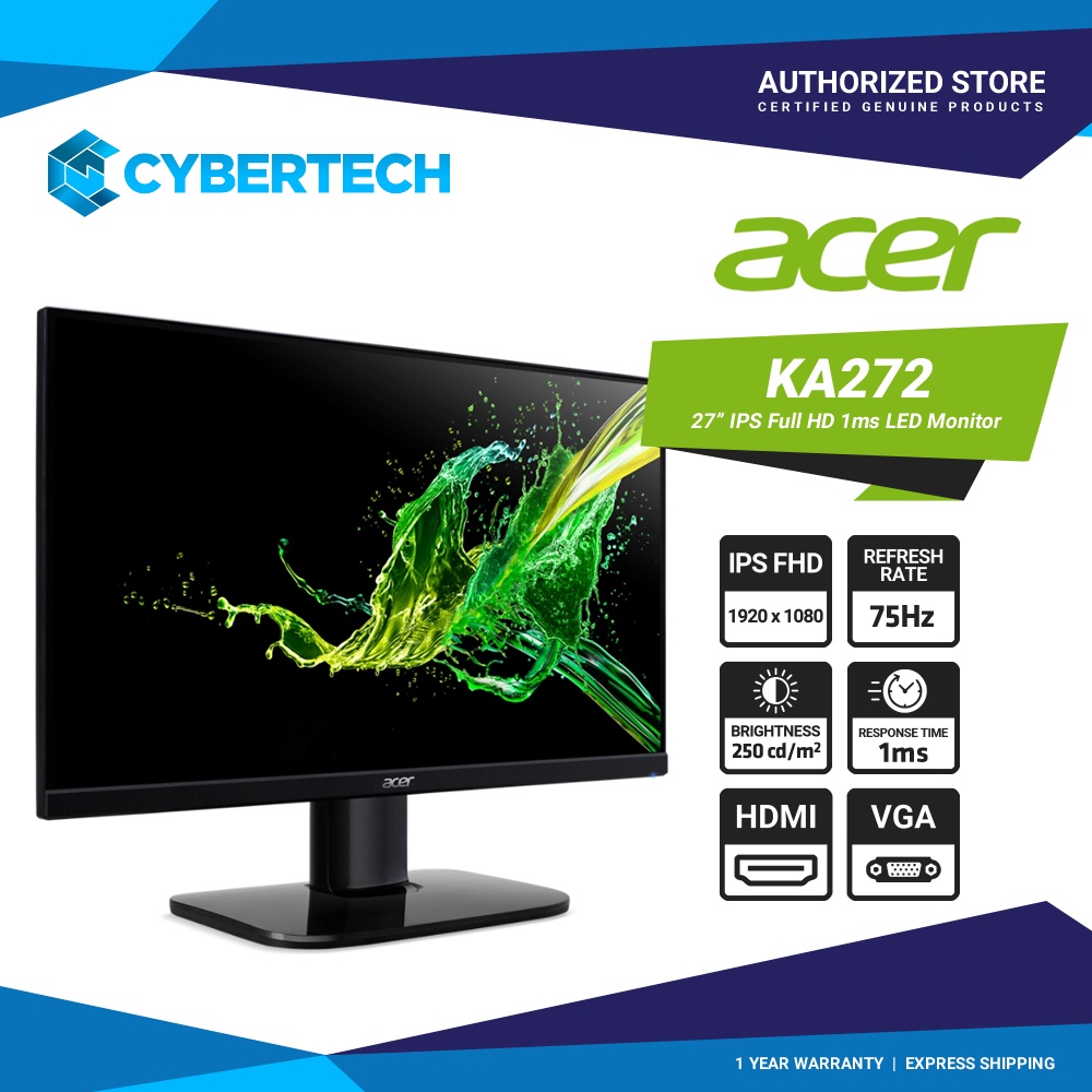 Acer KA272 Bmix 27" Full HD IPS 75Hz Monitor | Shopee Philippines