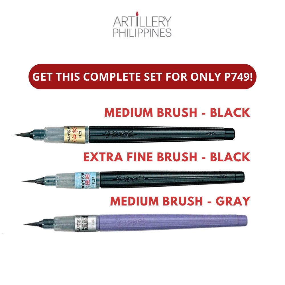 Pentel Fude Brush Pen and Refill [Medium Extra Fine] [Black Gray] Shopee Philippines