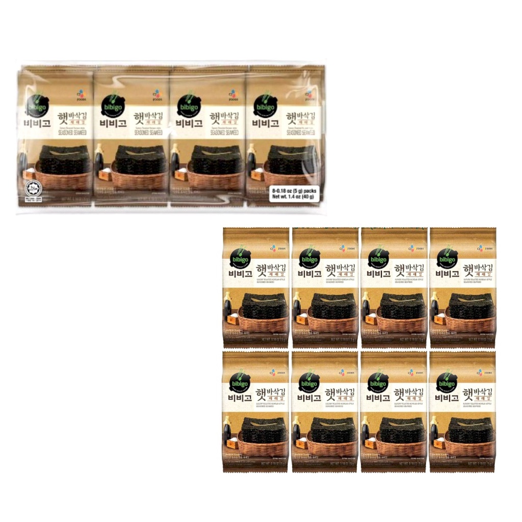 CJ Bibigo Seasoned Seaweed Original & Savory Roasted 5G X 8PCS AND 4G X ...