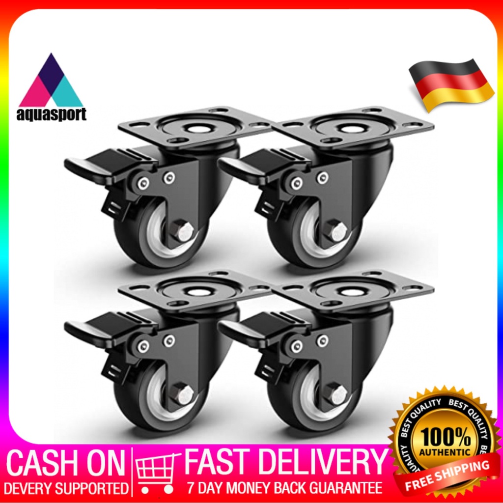 Trolley Wheels Heavy Duty No Floor Marks Silent Caster For Furniture Rubbered Black Castors 4pcs Black Castor Wheels