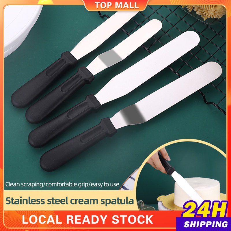A2Z Scilab 6" Offset Stainless Steel Icing Spatula – Wood Handle, Bayonet Blade – Cake Frosting & Spreading