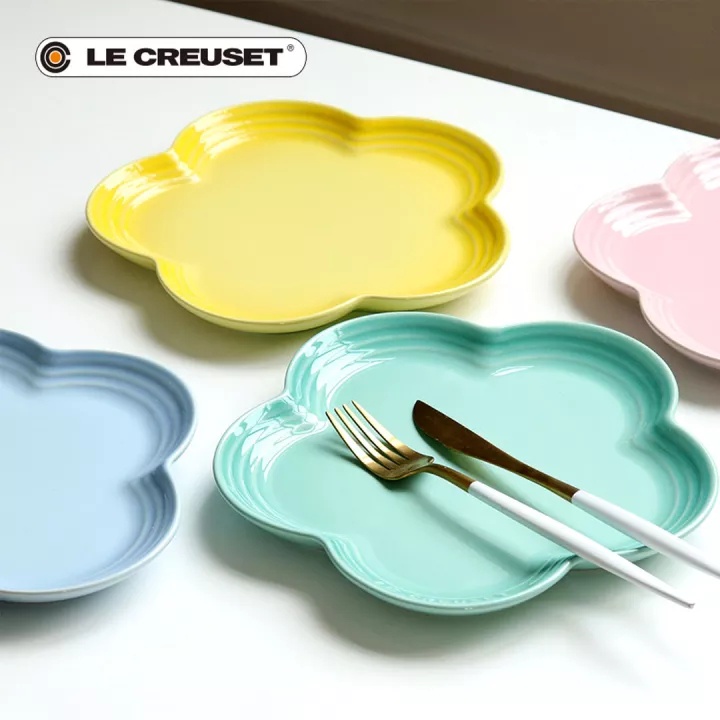 French Le Creuset flower shaped ceramic board, breakfast plate