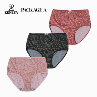 Set of 3pcs) Zeneya Plus Size Underwear For Women Mid Waist Rise