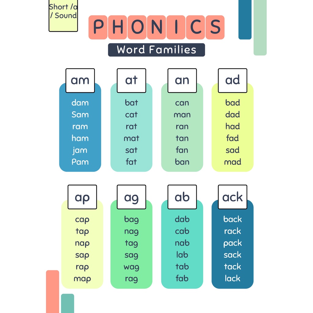 Reading Laminated Charts Phonics short vowel practice reading Word ...