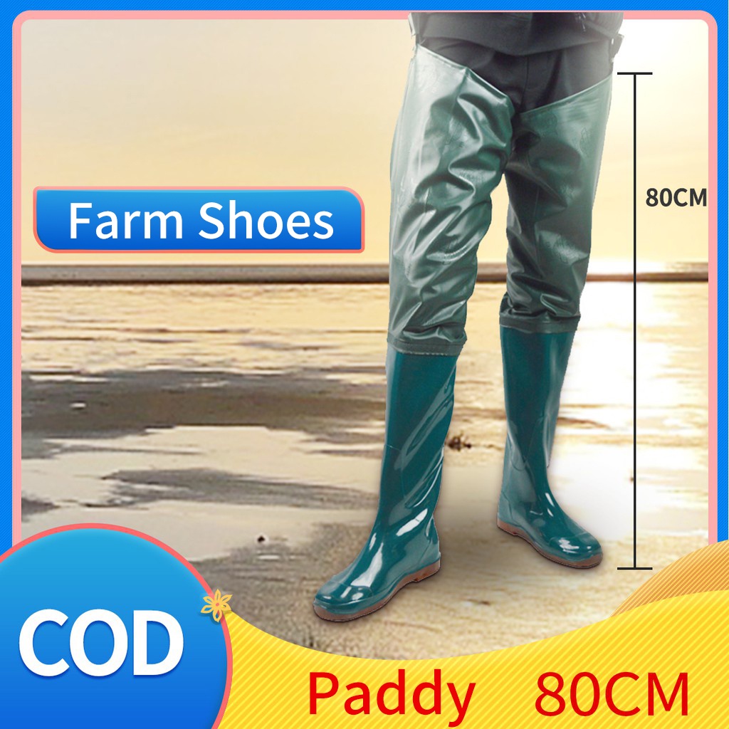 Extended non slip fishing farmland field rain boots fishing pants 80CM